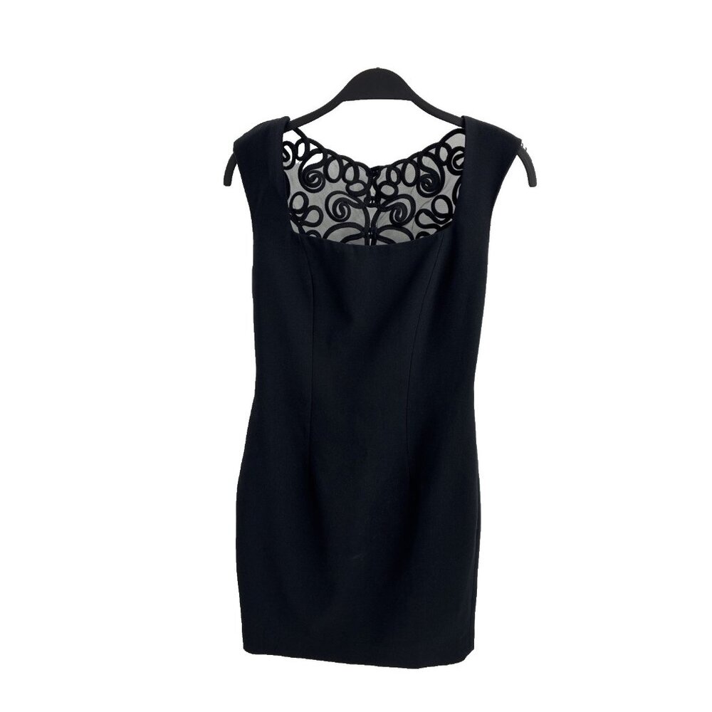 Ann Taylor Womens Size 4 Black Sleeveless Sheath Dress Mesh Cutout Cocktail